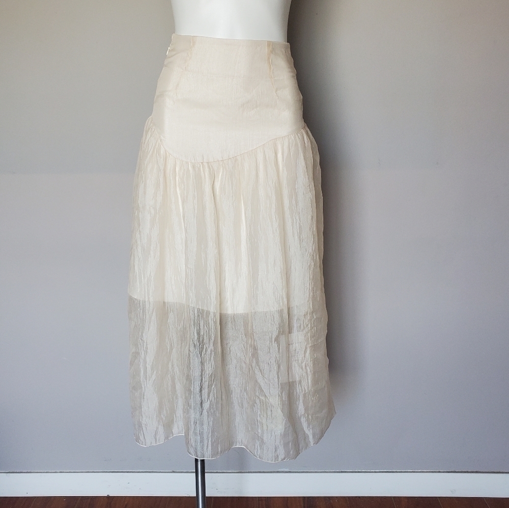 Fairy Jiang Chiffon Cream Midi Skirt NWT